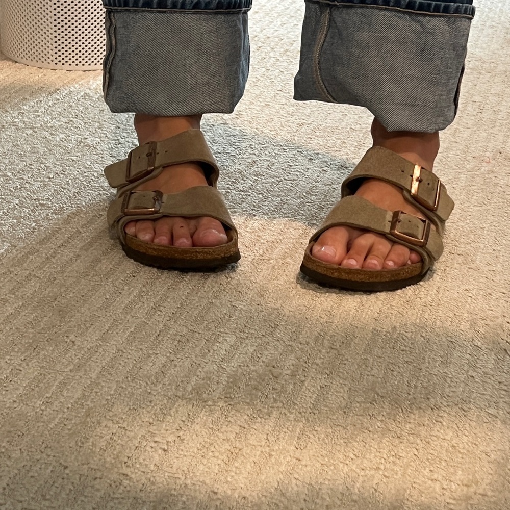 Birkenstock Tan Leather Sandals with Contoured Cork Sole